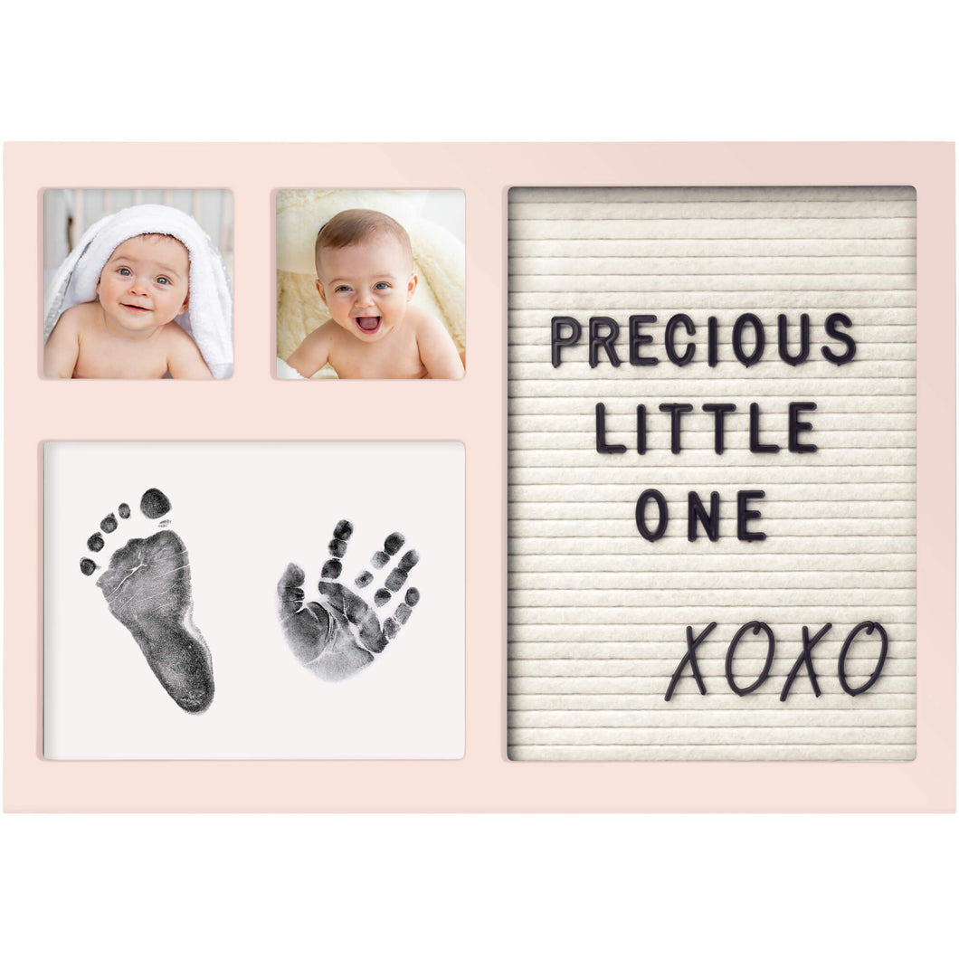 Heartfelt Clean Touch Inkless Hand & Footprint Frame Kit with Letterboard (Petal Pink)