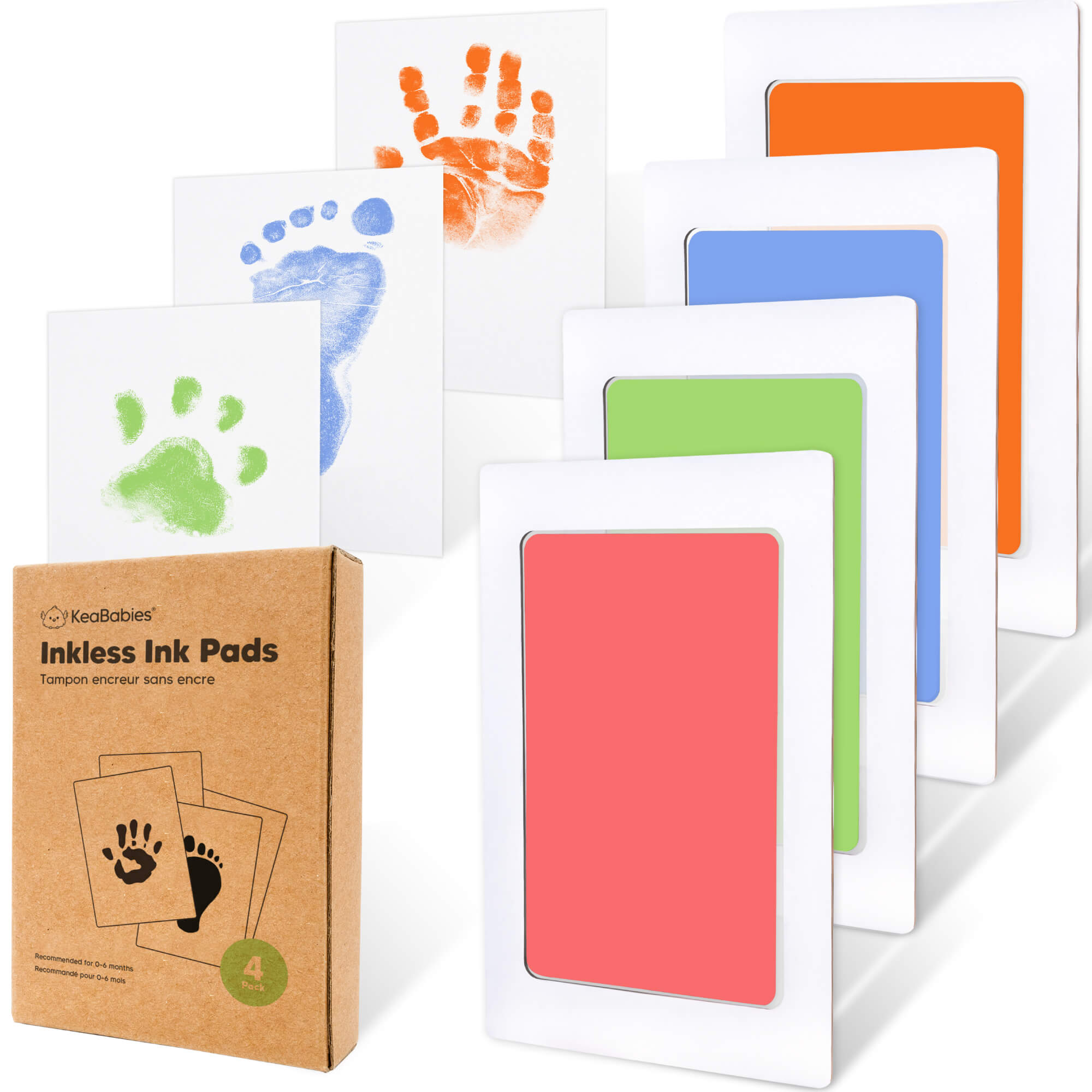 KeaBabies 4-Pack Inkless Hand and Footprint Kit - Ink Pad for Baby Hand and Footprints - Dog Paw Print Kit,Dog Nose Print Kit - Baby Footprint Kit, CL