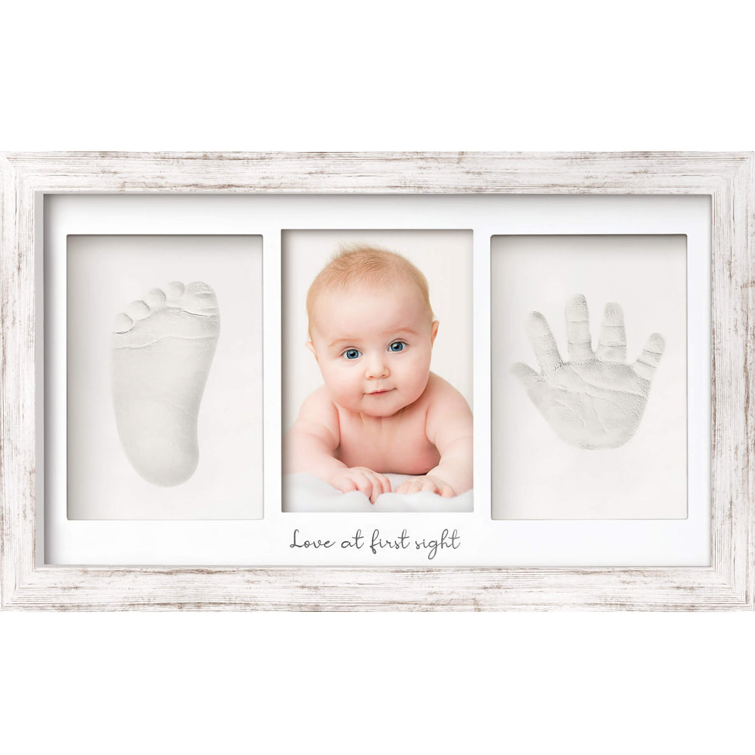 Baby Handprint & Footprint Keepsake Duo Frame (Vintage White)