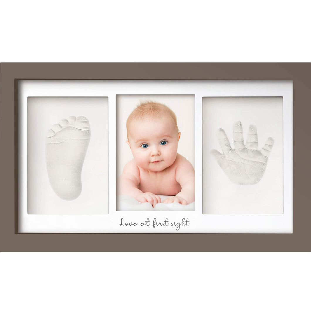 Baby Handprint & Footprint Keepsake Duo Frame (Taupe)