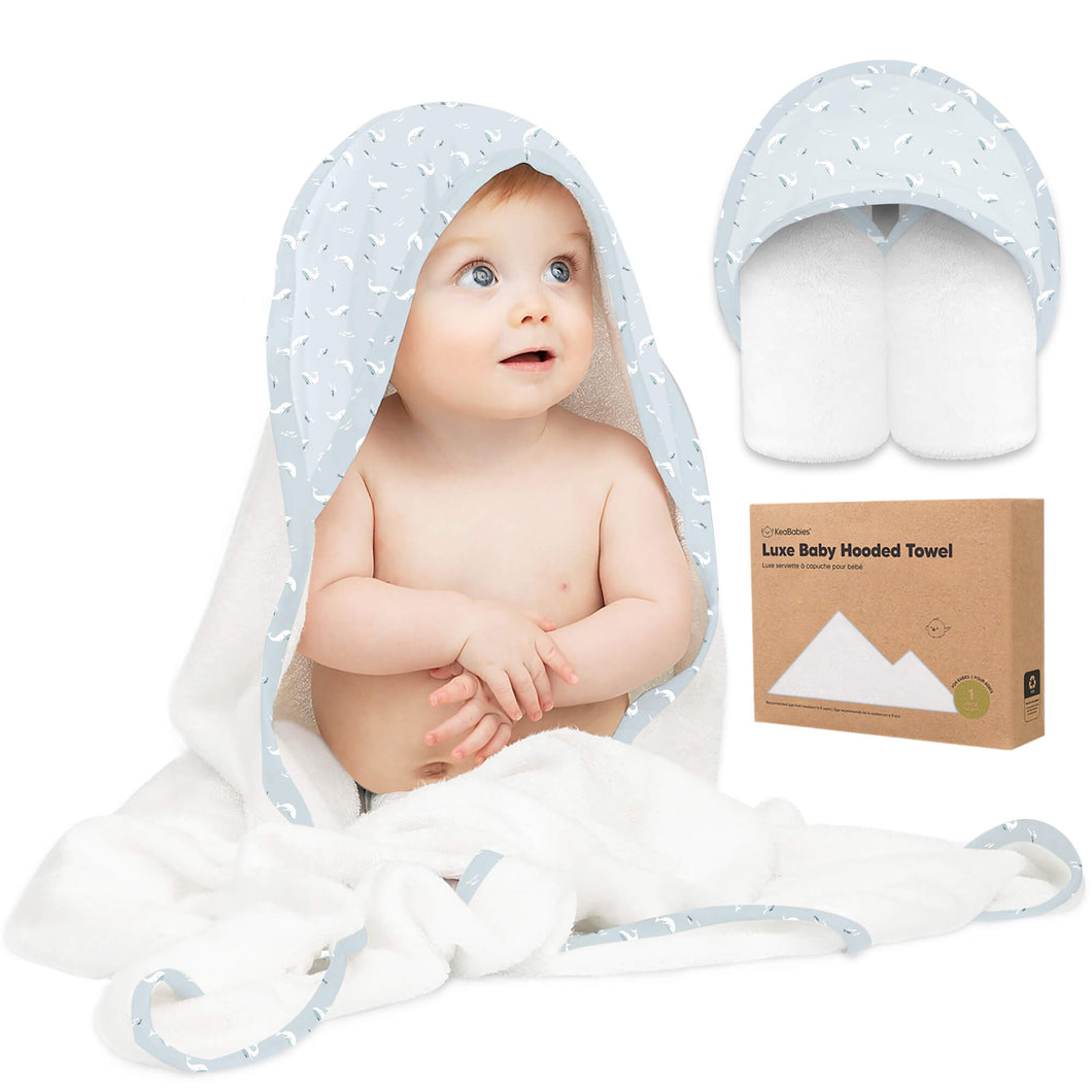 Luxe Baby Hooded Towel (Blue Whale)