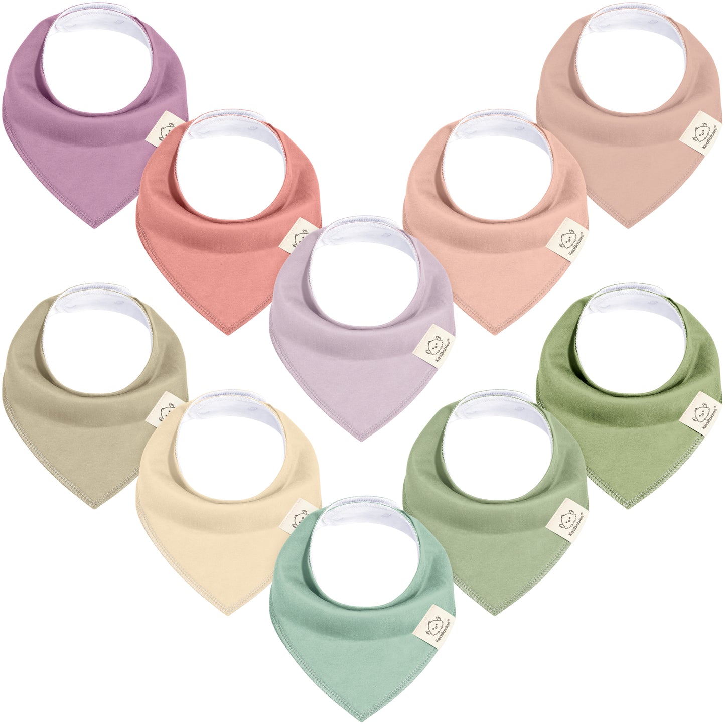 10-Pack Bandana Bibs Set featuring soft solid-color for everyday baby wear. 26201484034234