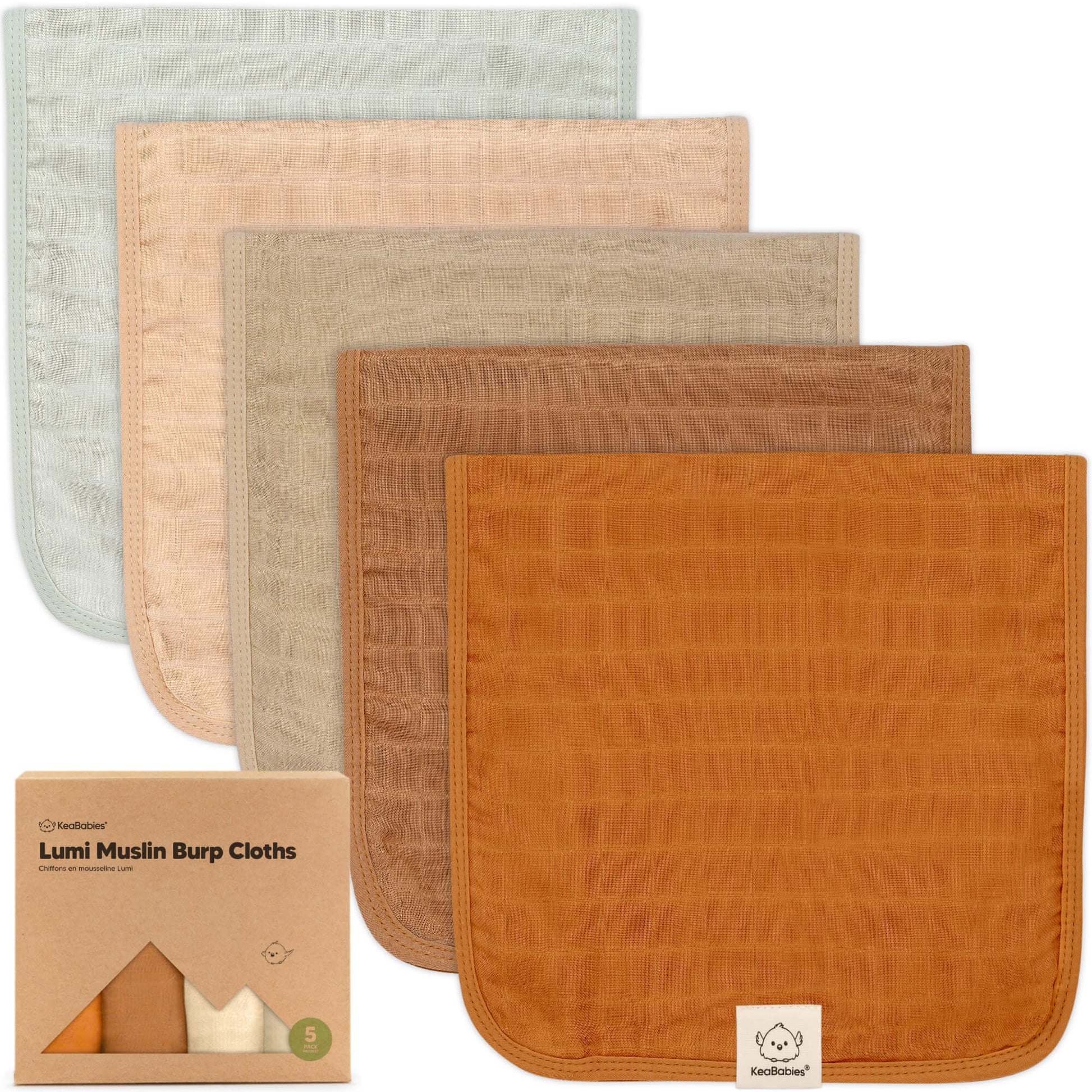 5-Pack Lumi Muslin Burp Cloths 25893597348026