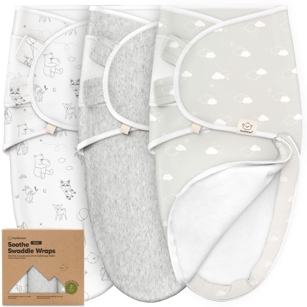 summer infant swaddleme wrap 3-Pack Soothe Zippy Swaddle Wrap, Ecru / One Size by KeaBabies