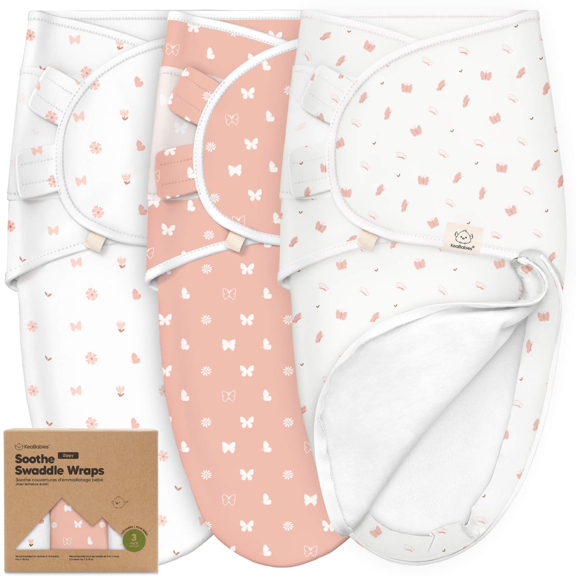3-Pack Soothe Zippy Swaddle Wrap, Ecru / One Size by KeaBabies