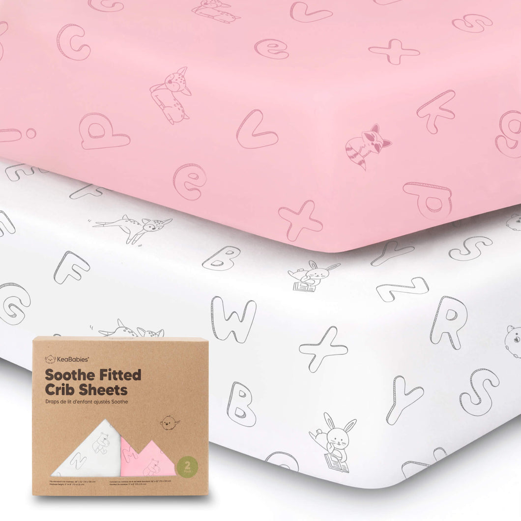 Soothe Fitted Crib Sheet (ABC Land Rose)