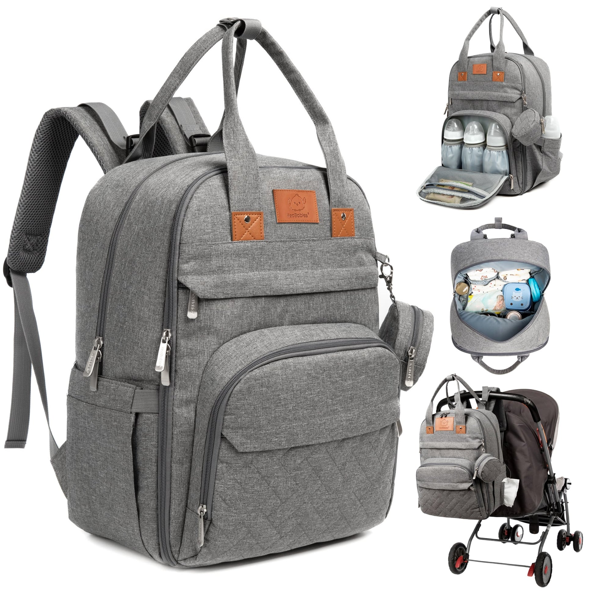 Rove Diaper Bag (Charcoal) by KeaBabies
