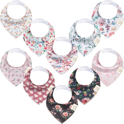 10-Pack Bandana Bibs Set featuring modern patterns designed for everyday baby wear. 26201483772090