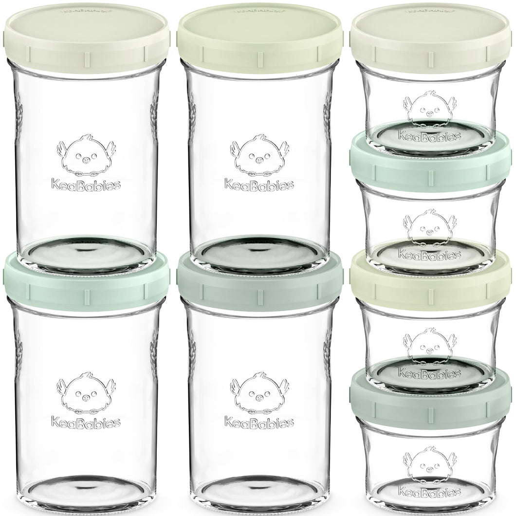 8-Pack Prep Jars Food Glass Containers (Sage)