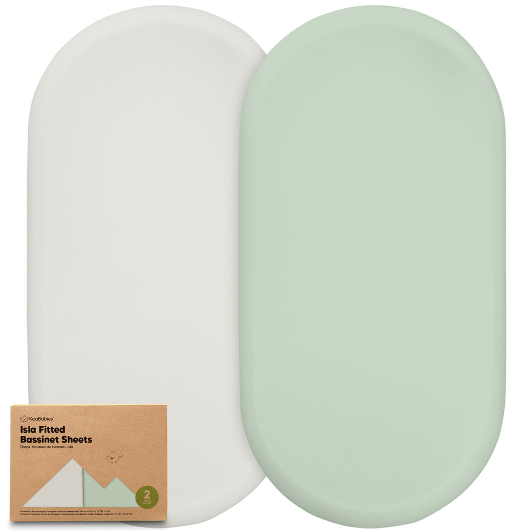 2-Pack Isla Fitted Bassinet Sheets (Sage)