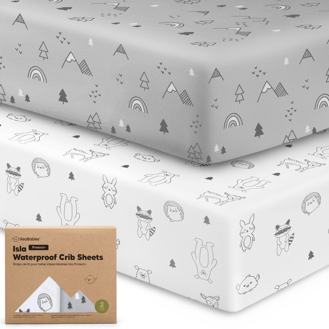 2-Pack Isla [Protect+] Waterproof Crib Sheets (Woodland)