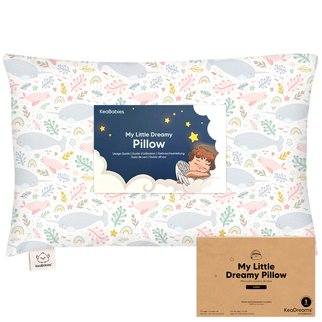 Jumbo Toddler Pillow with Pillowcase (Narwhal)