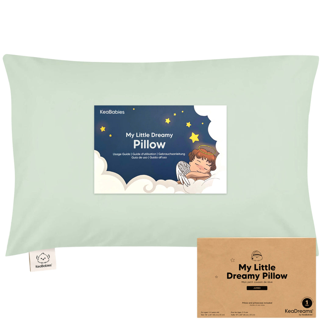 Jumbo Toddler Pillow with Pillowcase (Sage)