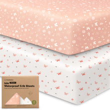 Load image into Gallery viewer, 2-Pack Isla [Protect+] Waterproof Crib Sheets (Butterflies)
