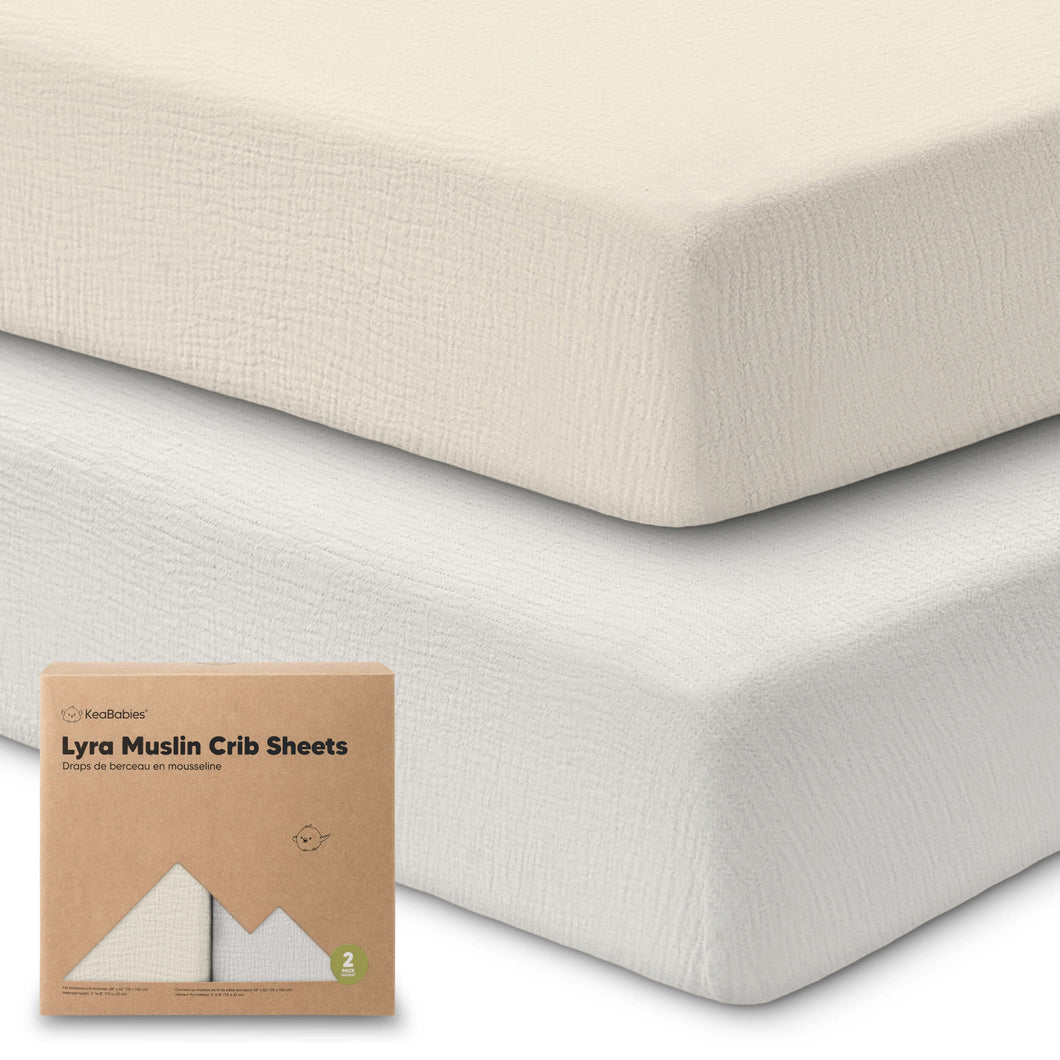 2-Pack Lyra Muslin Crib Sheets (Greige)