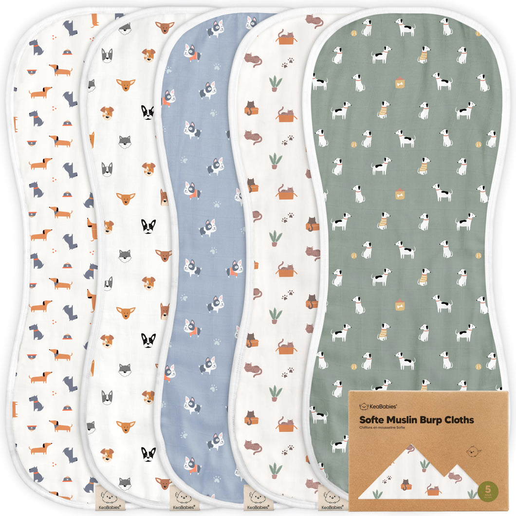 Softe Muslin Baby Burp Cloth (Pets & Paws)