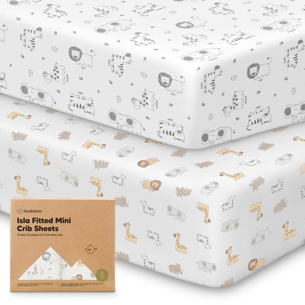 Isla Fitted Mini Crib Sheets (KeaSafari)