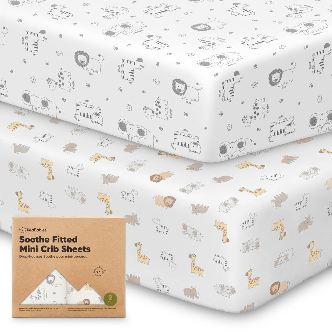 Soothe Fitted Mini Crib Sheet (KeaSafari)