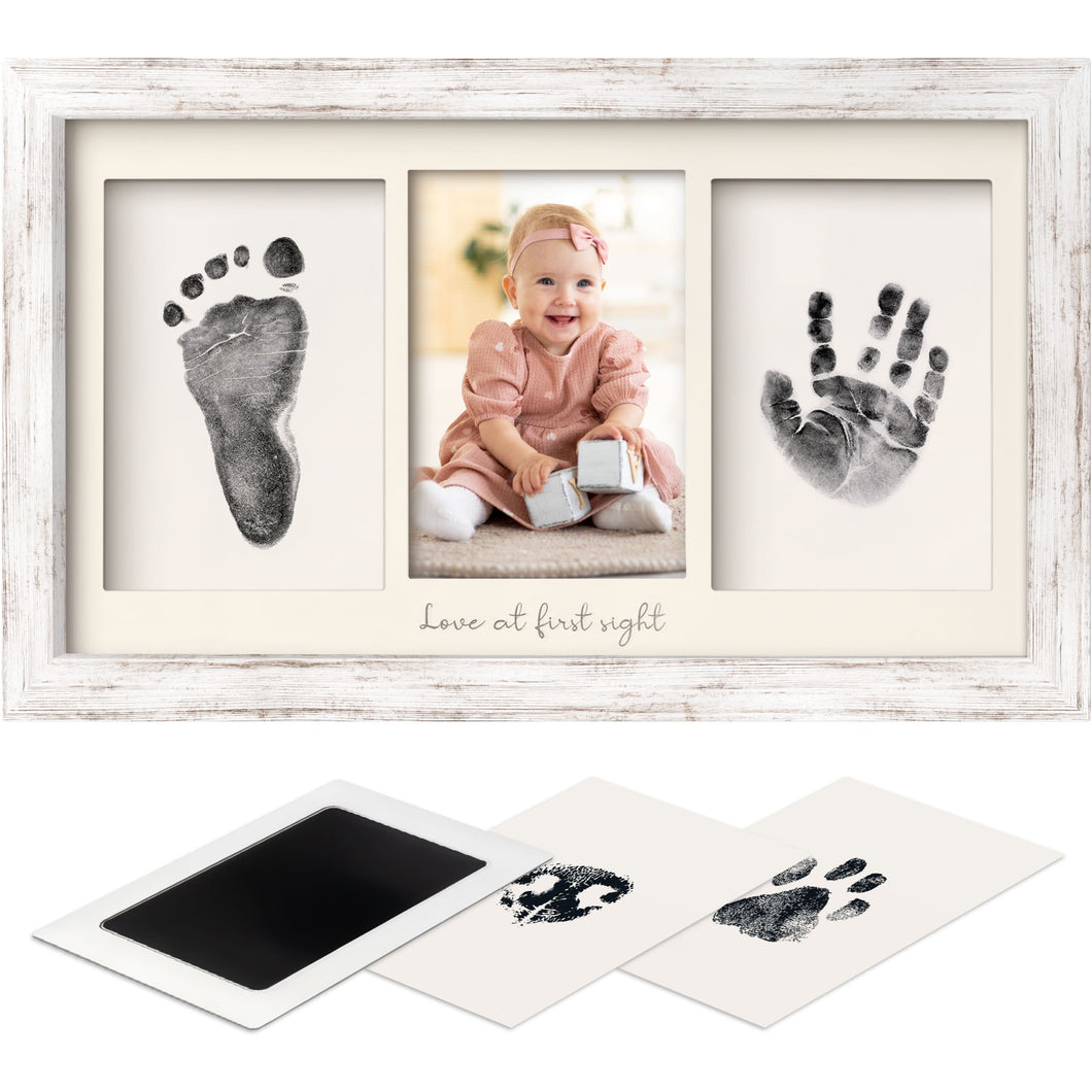 Duo Clean Touch Inkless Hand & Footprint Frame Kit (Vintage White)