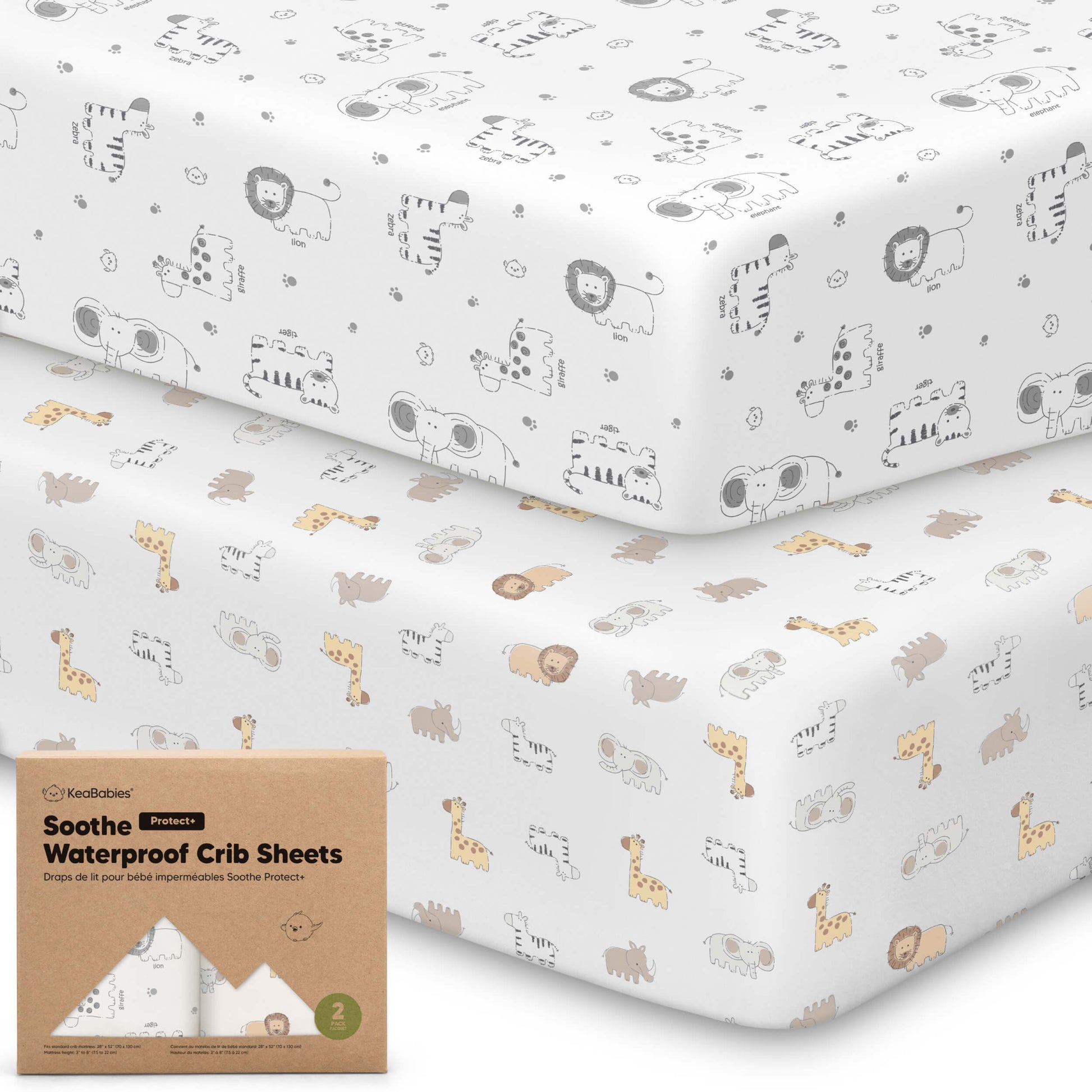 2-Pack Soothe [Protect+] Waterproof Crib Sheets 28097998717114