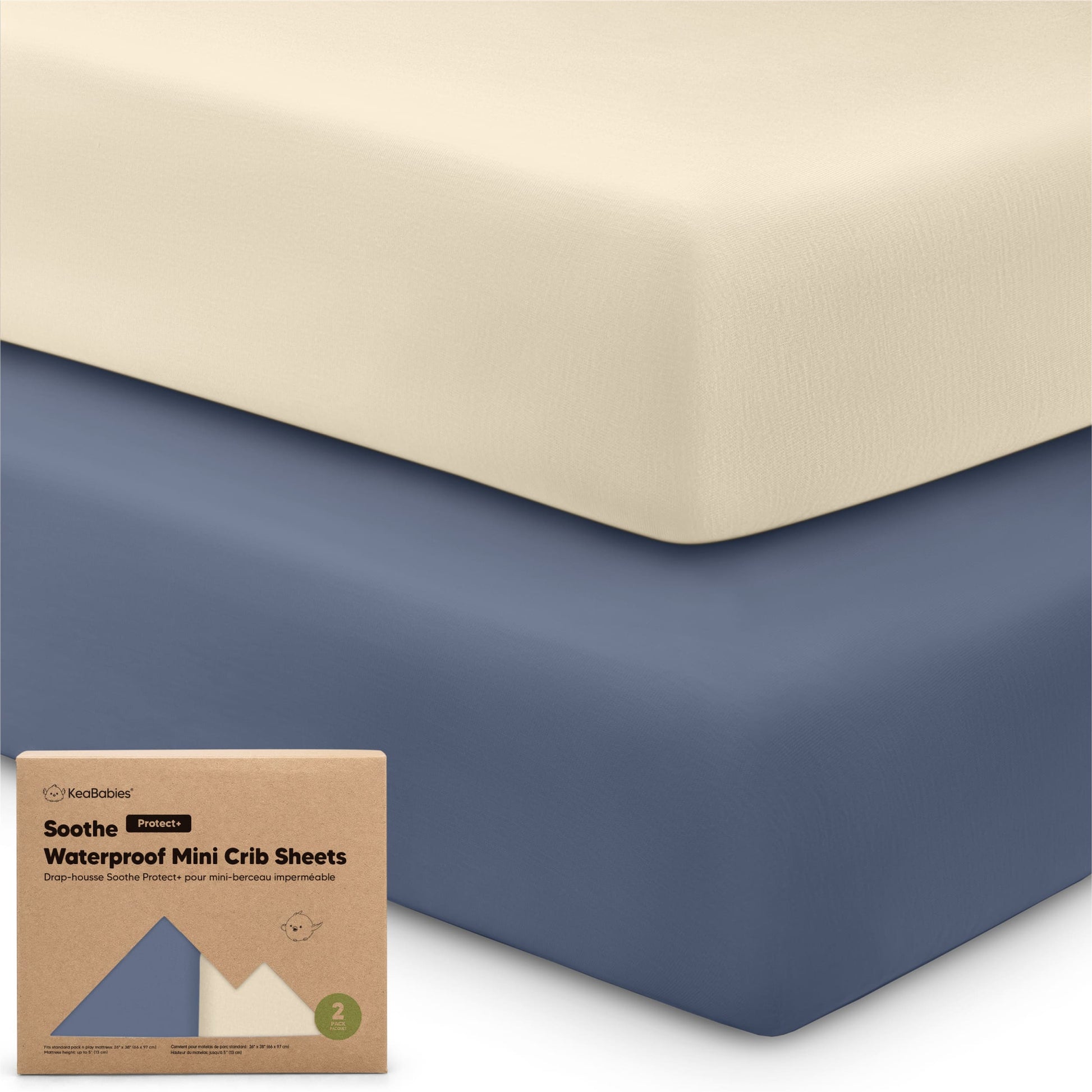 2-Pack Soothe [Protect+] Waterproof Mini Crib Sheets 28098939420858