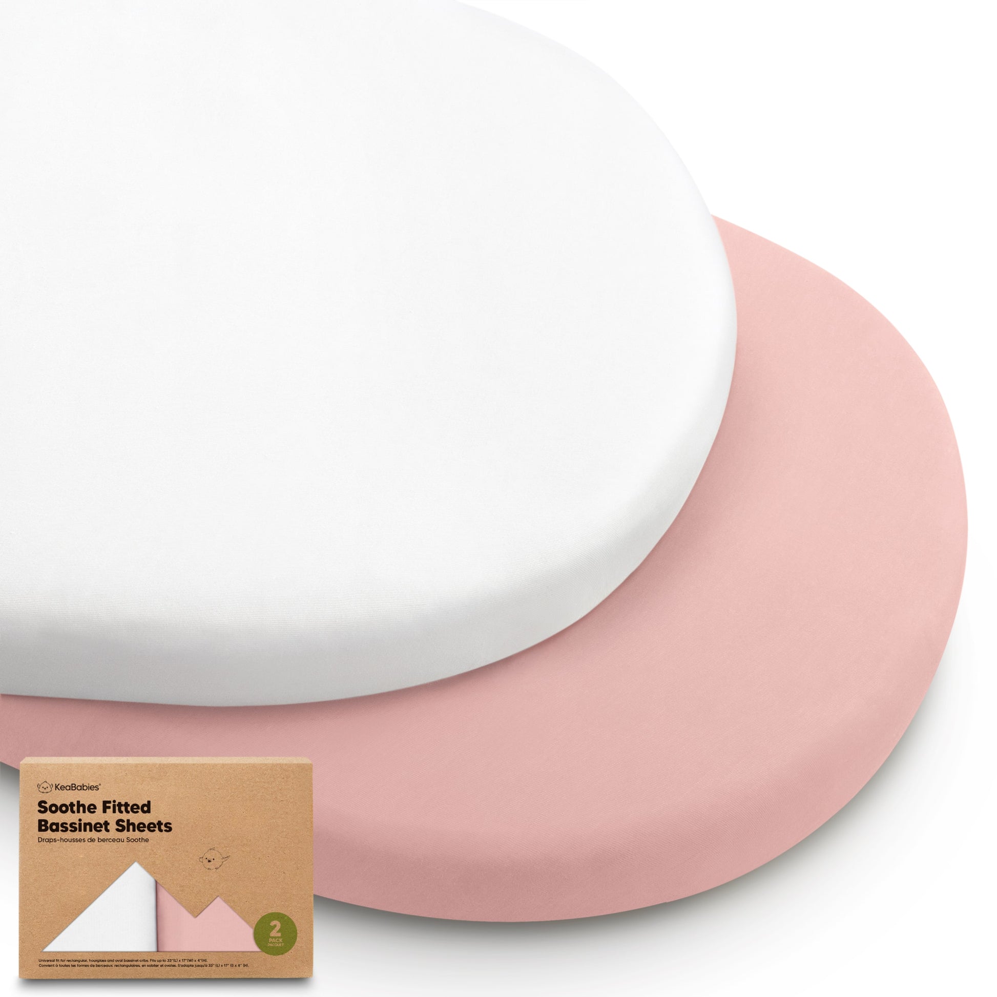 2-Pack Soothe Fitted Bassinet Sheets (Mist Rose) by KeaBabies