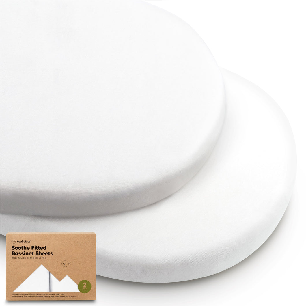 2-Pack Soothe Fitted Bassinet Sheets (Soft White)