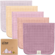 Load image into Gallery viewer, 5-Pack Lumi Muslin Burp Cloths (Lavender)
