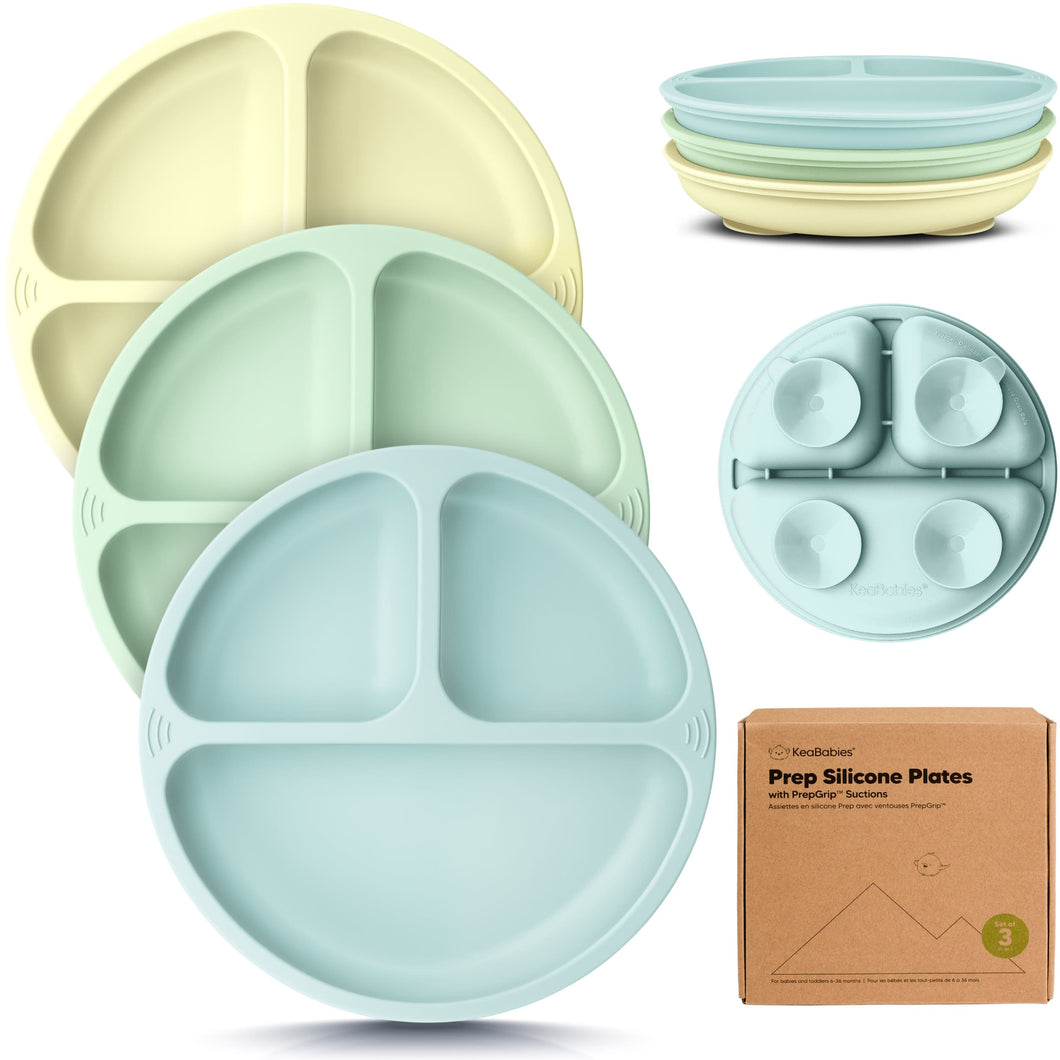 3-Pack Prep Silicone Suction Plates (Pastel Sky)