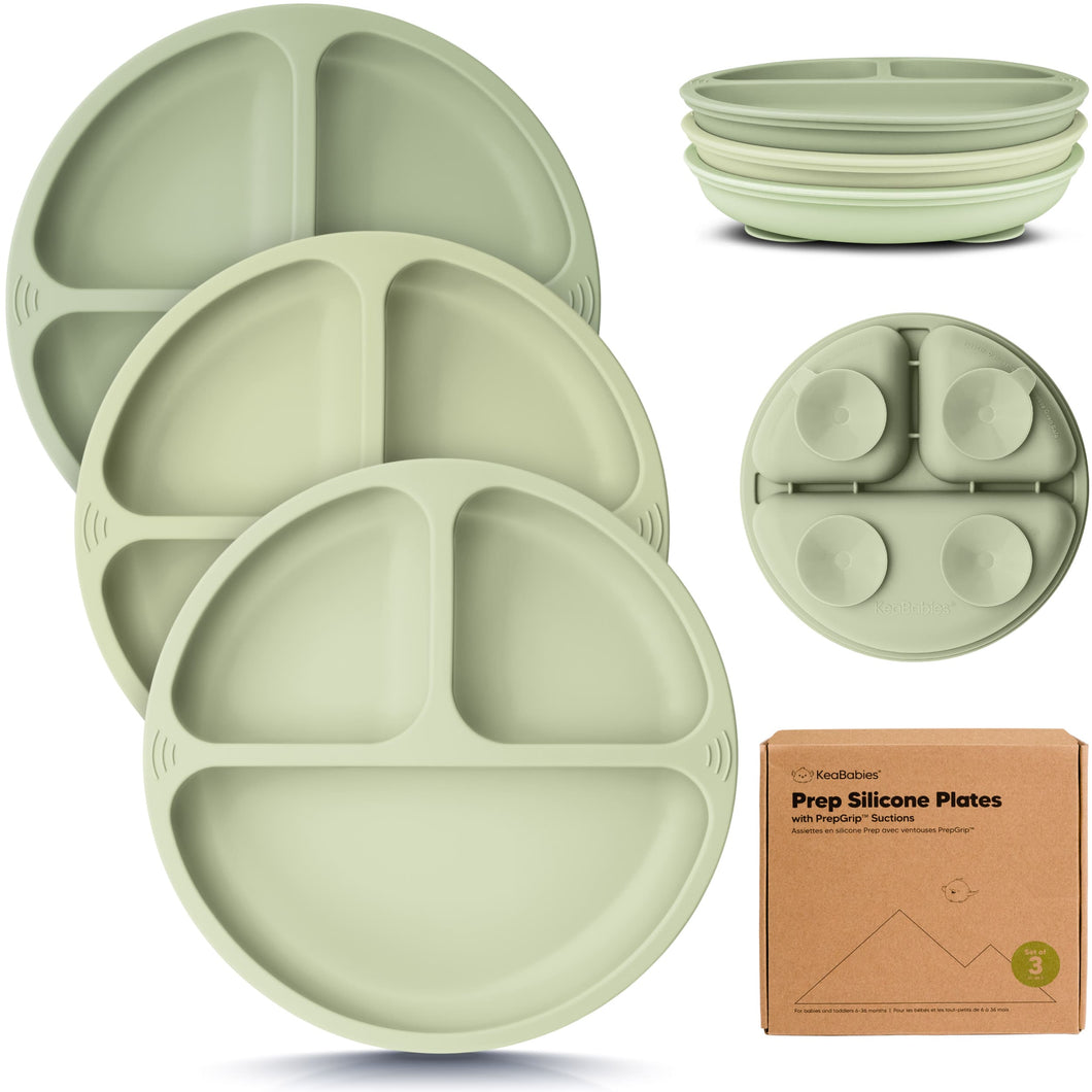 3-Pack Prep Silicone Suction Plates (Sage)
