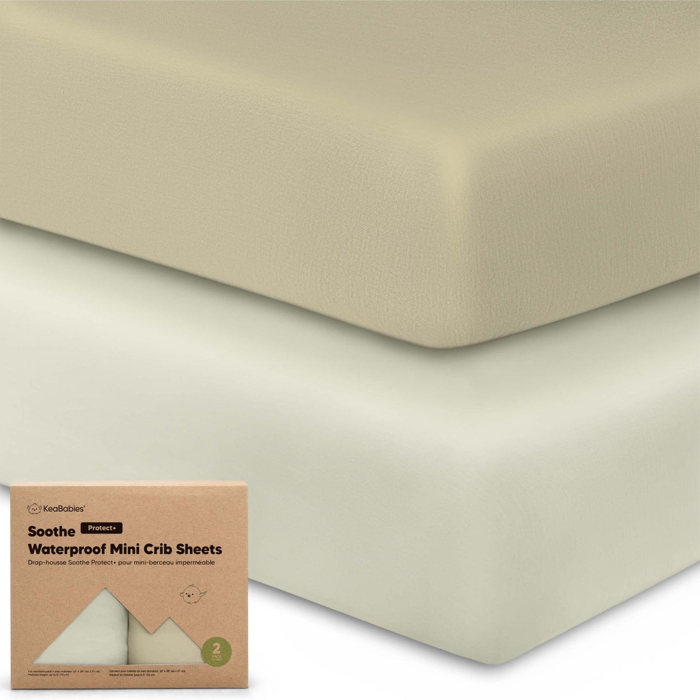 2-Pack Soothe [Protect+] Waterproof Mini Crib Sheets 28098958590138