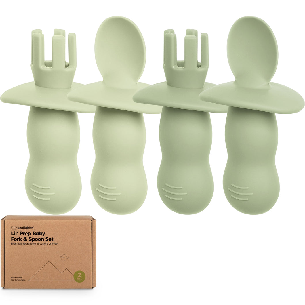 2-Sets Lil’ Prep Baby Fork & Spoon (Sage)