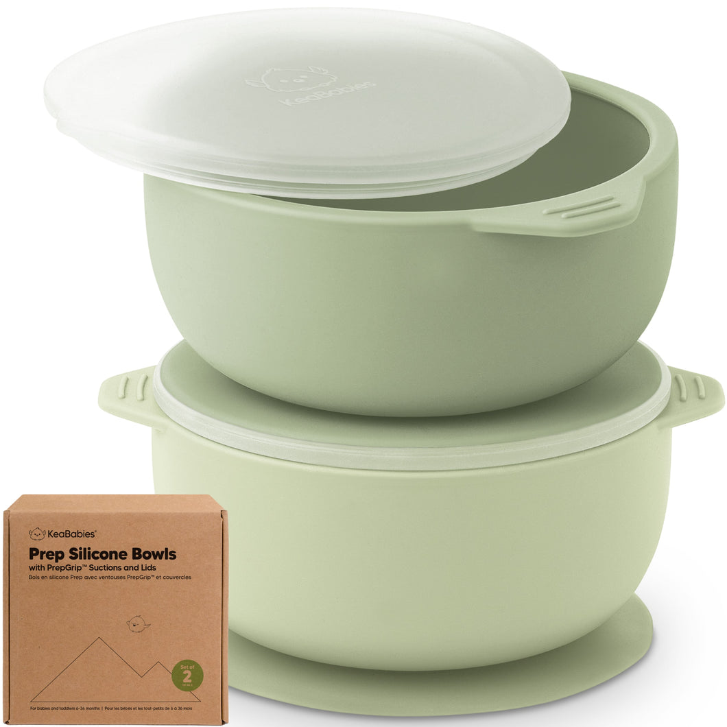 2-Pack Prep Silicone Suction Bowls (Sage)