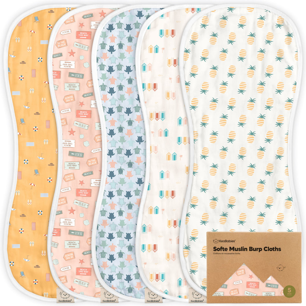 Softe Muslin Baby Burp Cloth (Beach Day)