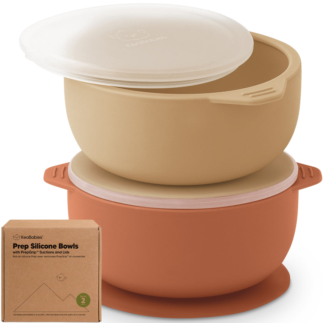 2-Pack Prep Silicone Suction Bowls (Terracotta)