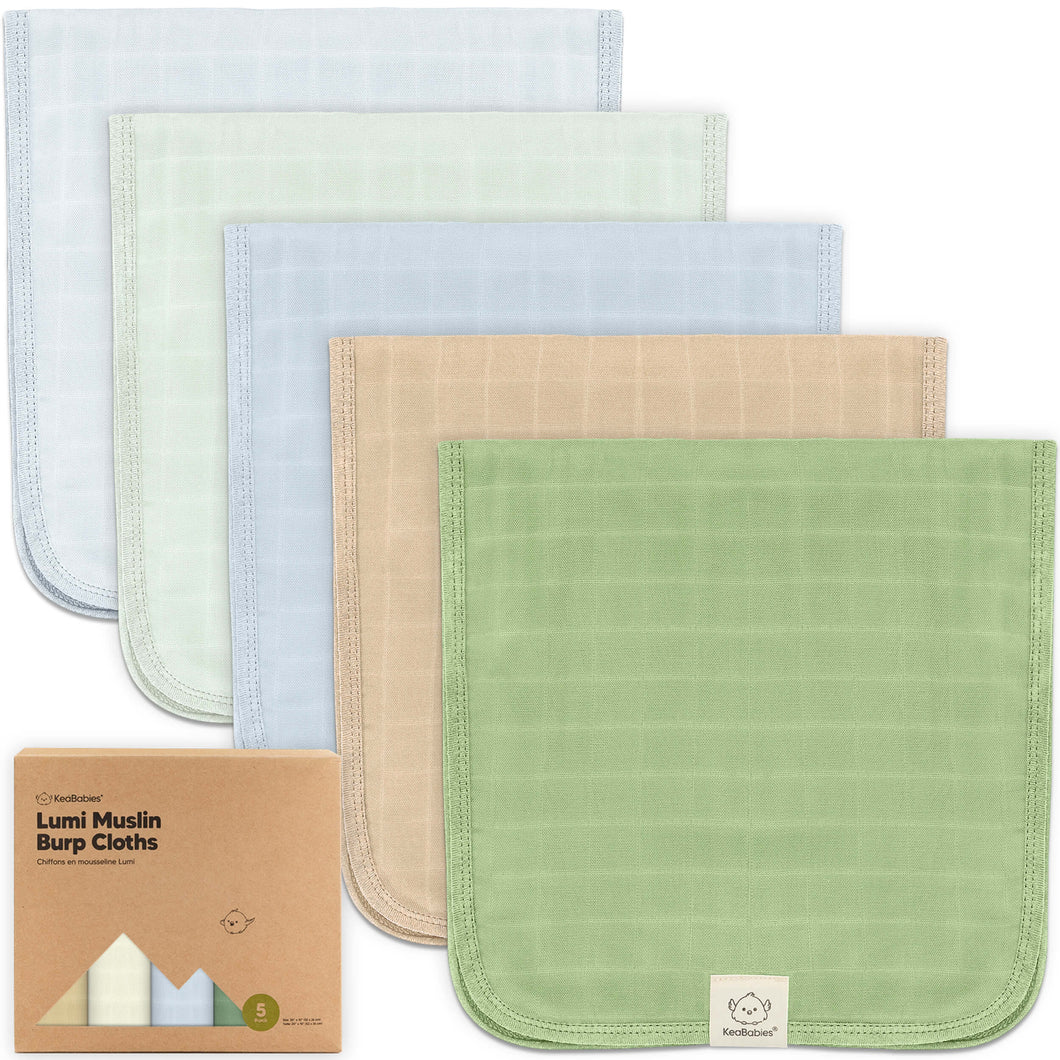 5-Pack Lumi Muslin Burp Cloths (Dew)