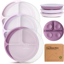 Load image into Gallery viewer, 3-Pack Prep Silicone Suction Plates with Lids
