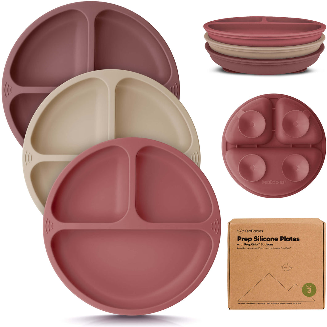 3-Pack Prep Silicone Suction Plates (Burgundy)