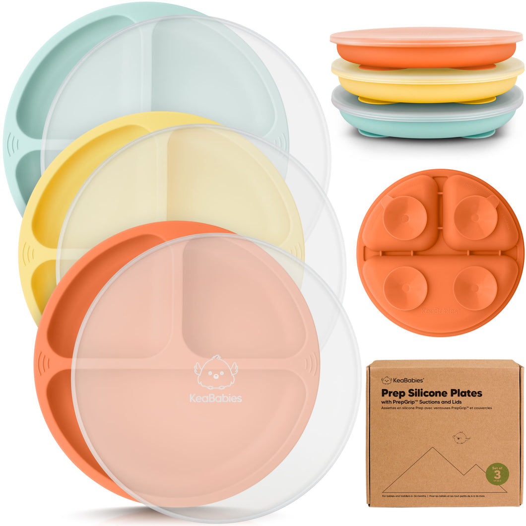 3-Pack Prep Silicone Suction Plates with Lids (Amaze)