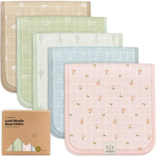 Load image into Gallery viewer, 5-Pack Lumi Muslin Burp Cloths (Wild Bloom)
