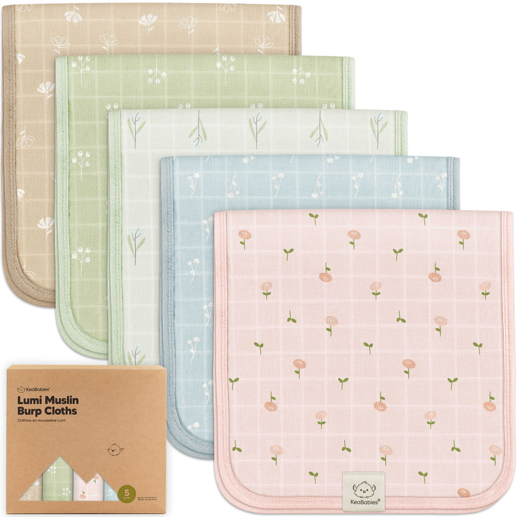 5-Pack Lumi Muslin Burp Cloths (Wild Bloom)