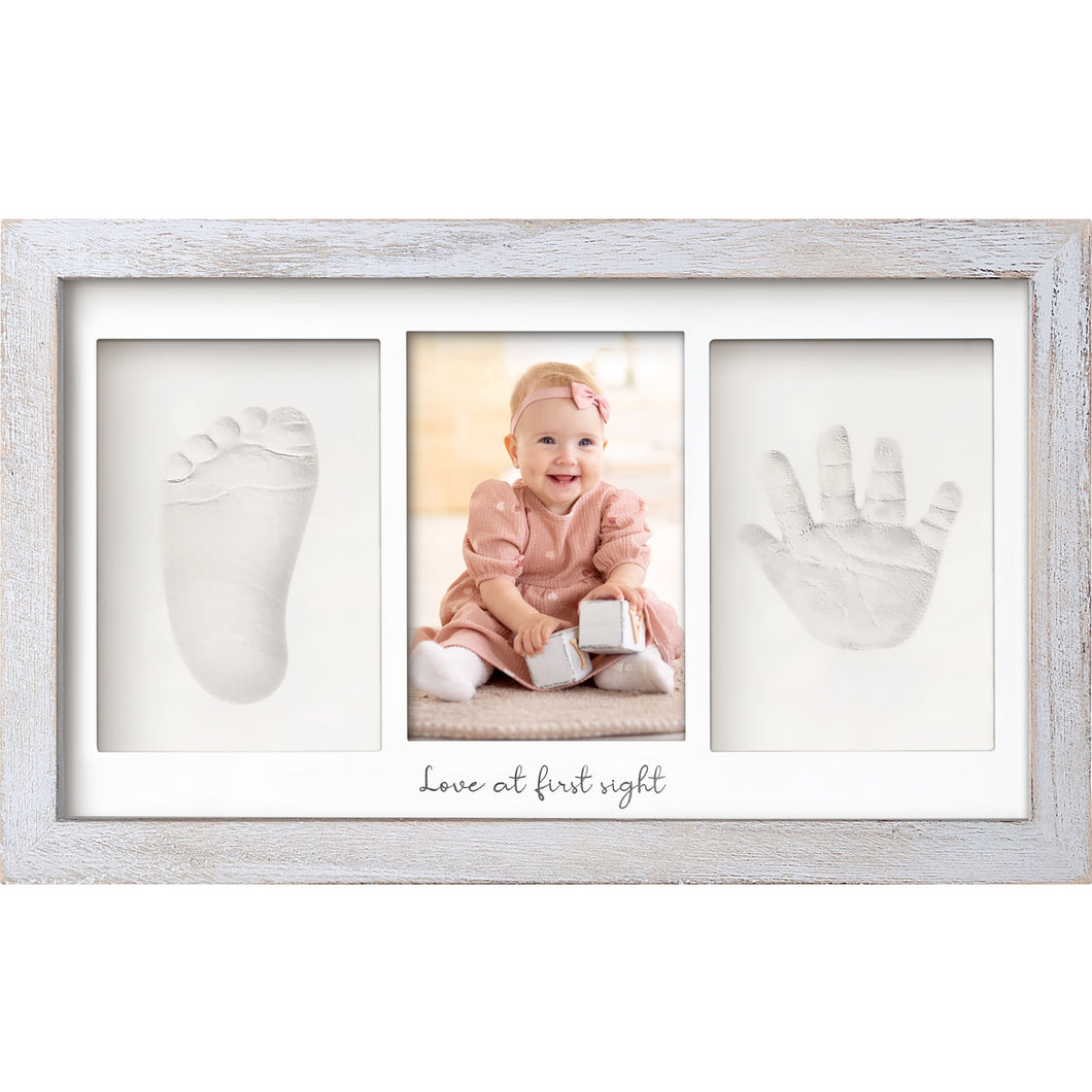 Baby Handprint & Footprint Keepsake Duo Frame (Vintage Gray)