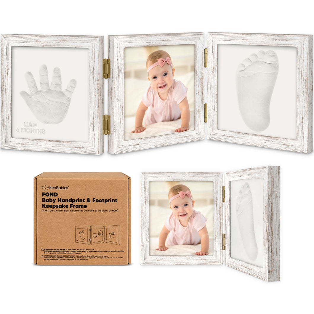 Fond Hand & Footprint Keepsake Frame (Vintage White)