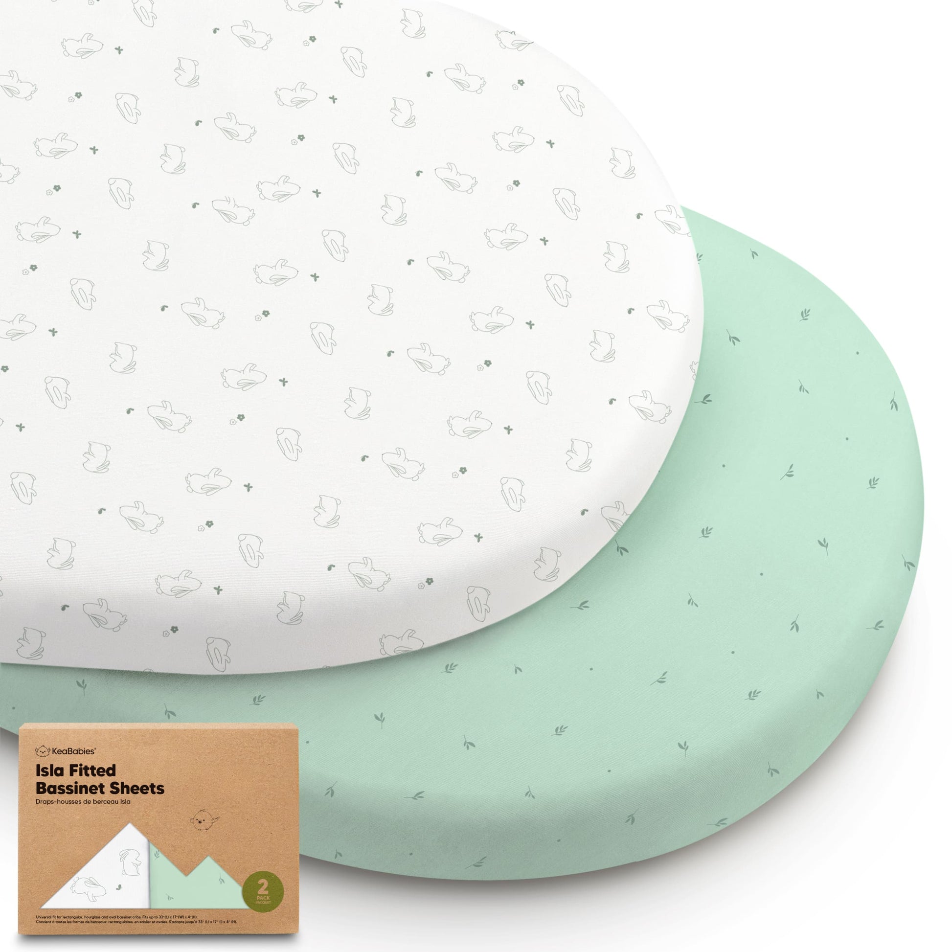 2-Pack Isla Fitted Bassinet Sheets (KeaSafari) by KeaBabies