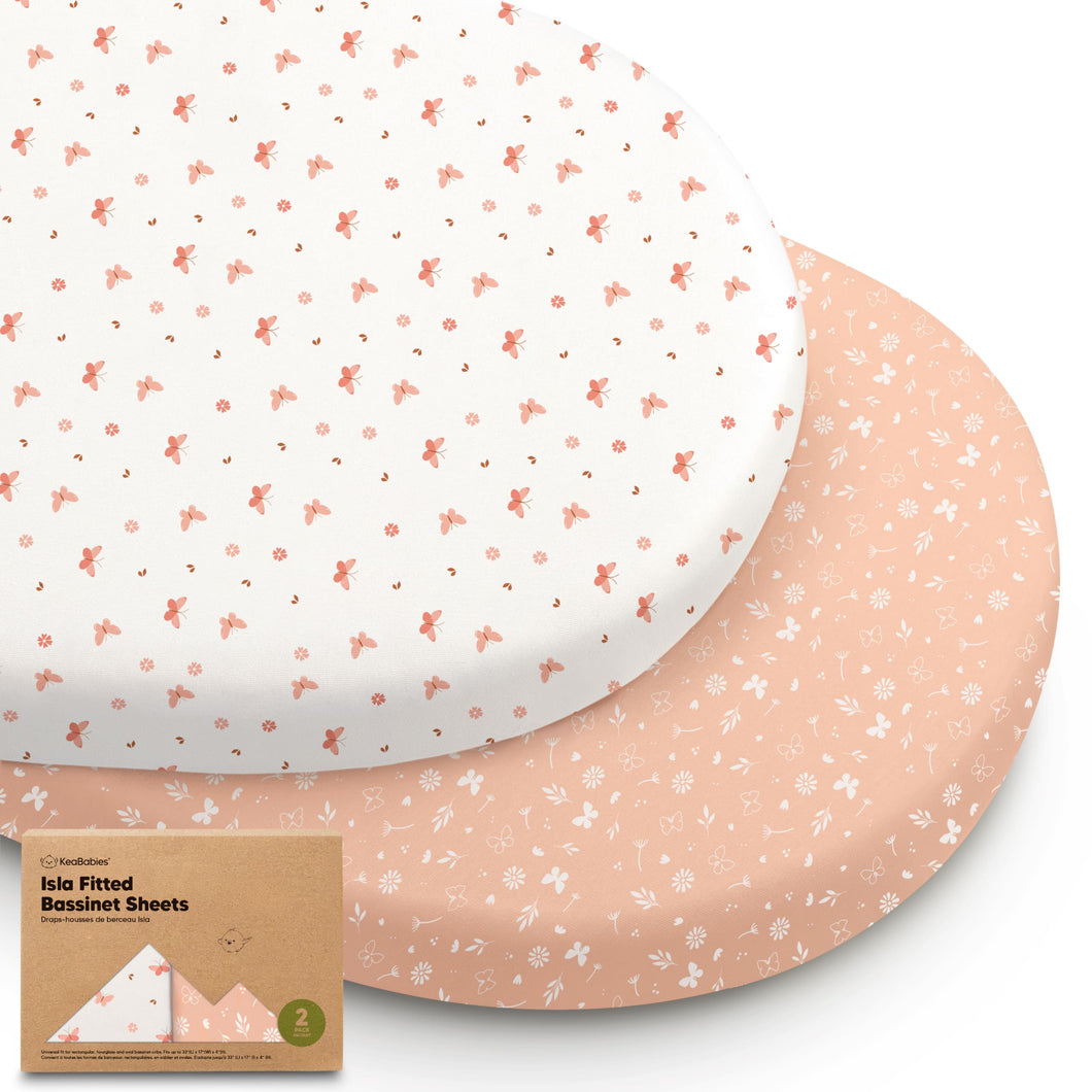 2-Pack Isla Fitted Bassinet Sheets (Butterflies)