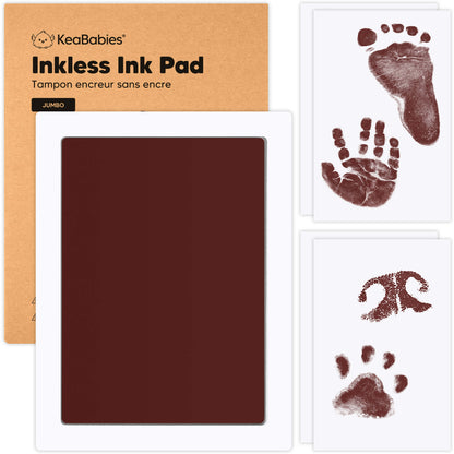 KeaBabies jumbo red inkless ink pad with imprint cards for mess-free baby hand, footprint, and pet paw print keepsakes. 28380541878458