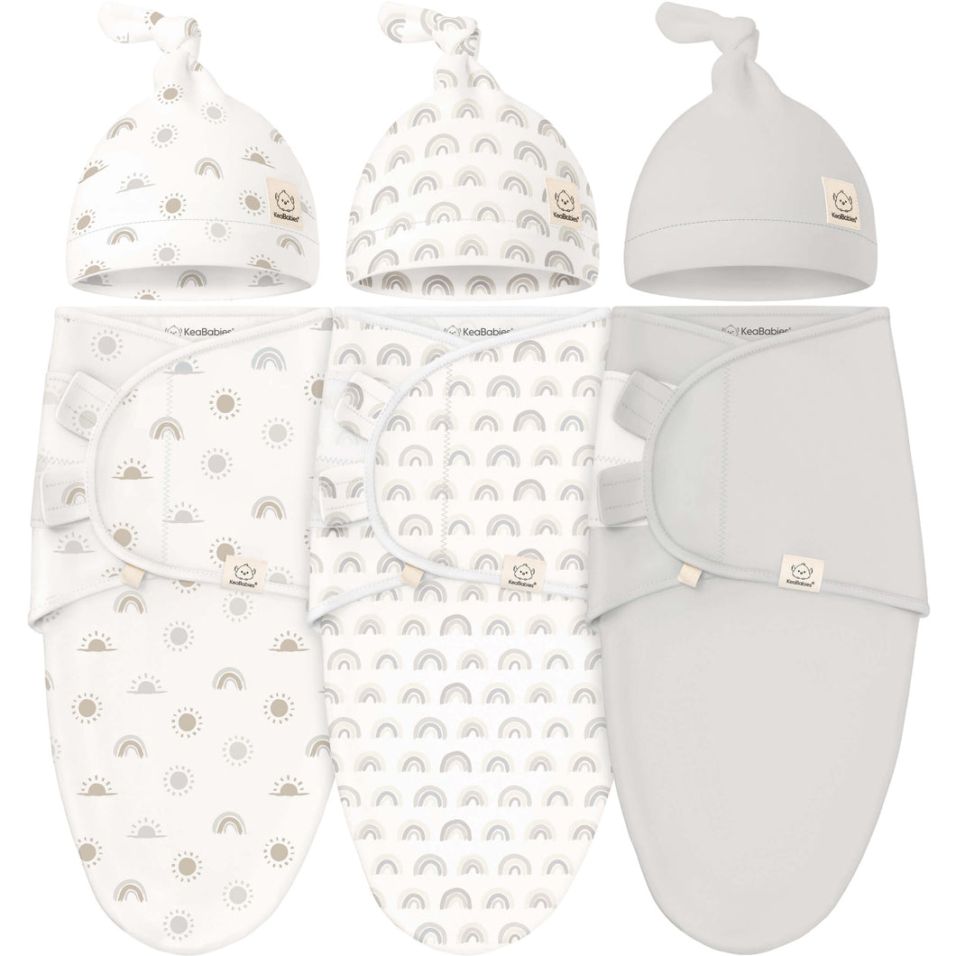 3-Pack Soothe Swaddle Wraps with Knot Hats (Shifts)