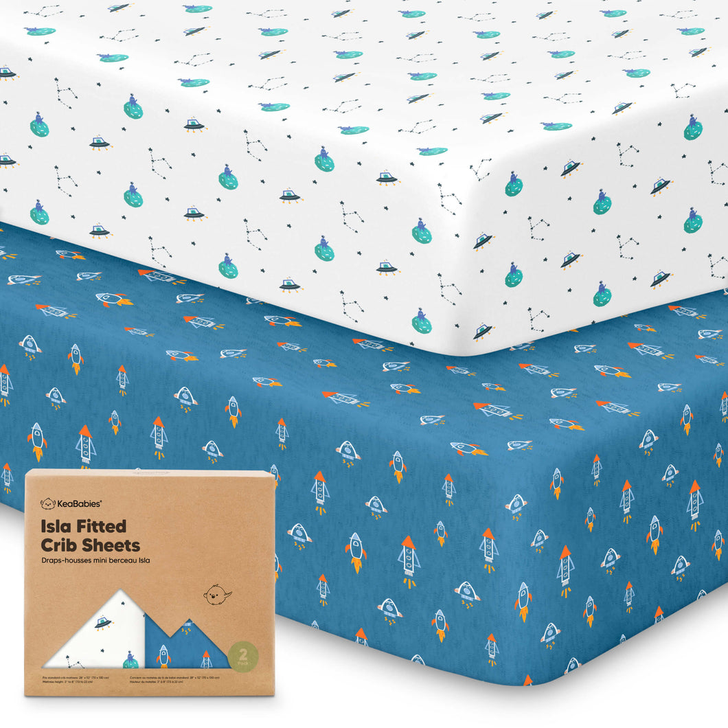 Isla Fitted Crib Sheets (Space Quest)