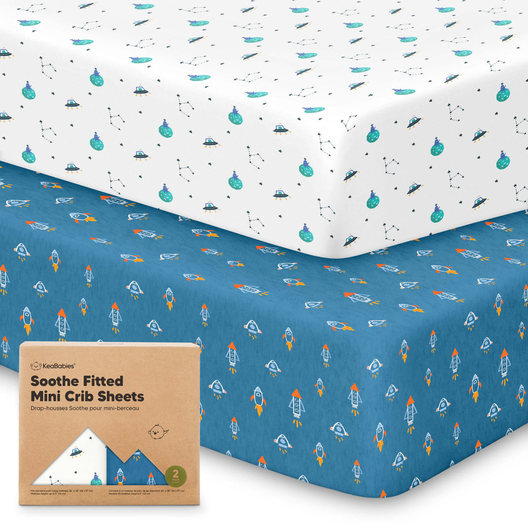 Soothe Fitted Mini Crib Sheet (Space Quest)