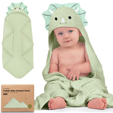 Load image into Gallery viewer, Cuddle Baby Hooded Towel (Triceratops)

